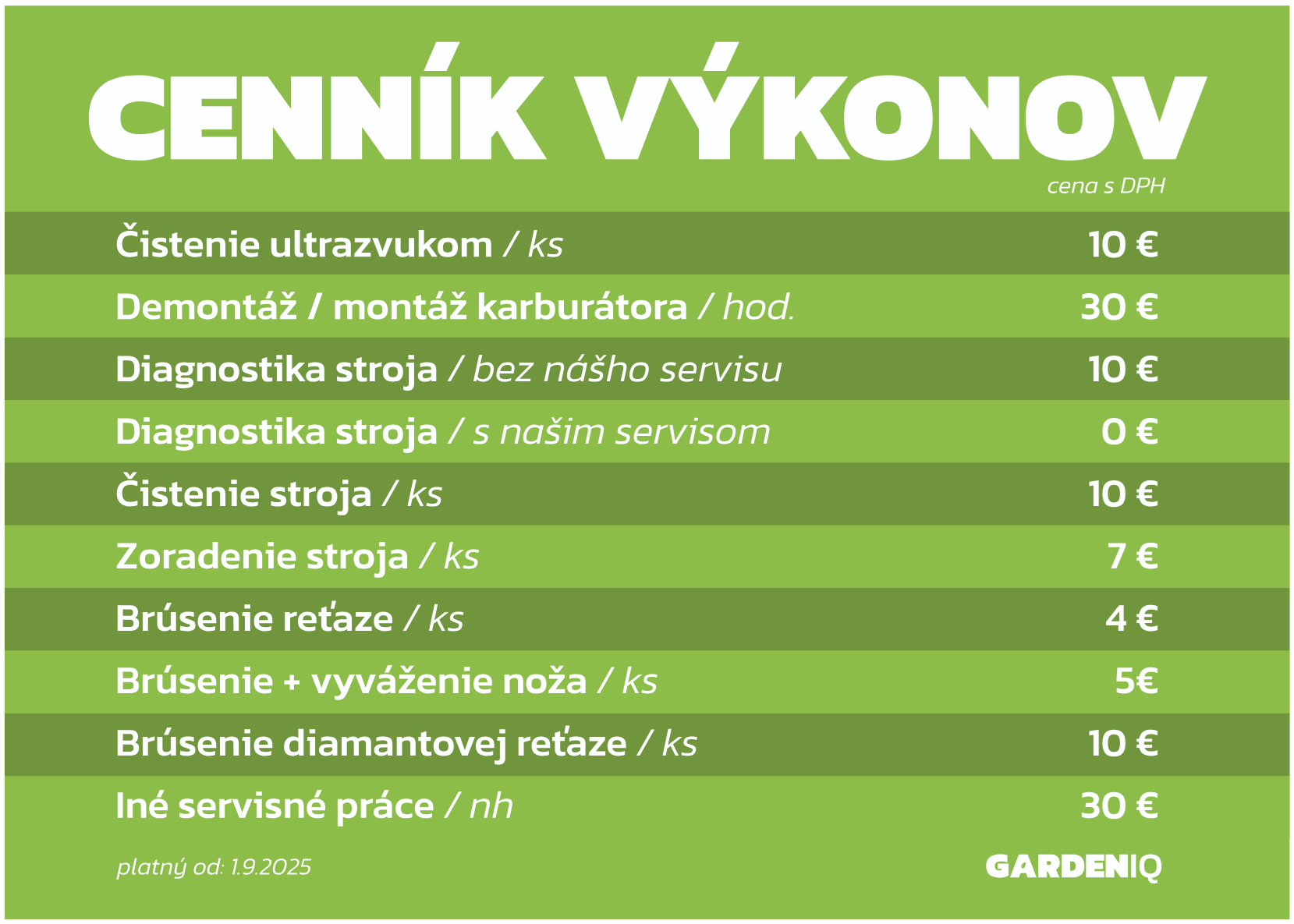 pricelist